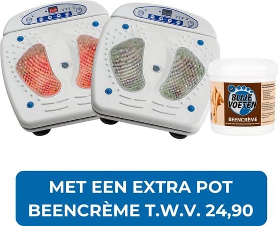 AANBIEDING Blije VoetenVoetmassage Apparaat NR1.- met beencrème- Verbetert de bloedcirculatie - Voetmassage - Infrarood - Stimuleert de bloedsomloop - Onrustige benen - Koude voeten - Neuropathie - Rugklachten - Koude handen - Krampen - Restless Legs