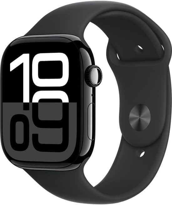 Apple Watch Series 10 - Wifi - 46mm - Zwarte Aluminium Case met Zwart Sportbandje - M/L