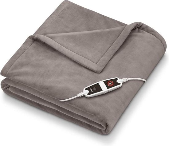 Beurer HD 150 XXL Cosy Elektrische Bovendeken - 200 x 150 cm - 2 Persoons - 6 Warmtestanden - Automatische uitschakeling - Fleece - Machinewasbaar tot 30° - 100 Watt - 3 Jaar garantie - Taupe