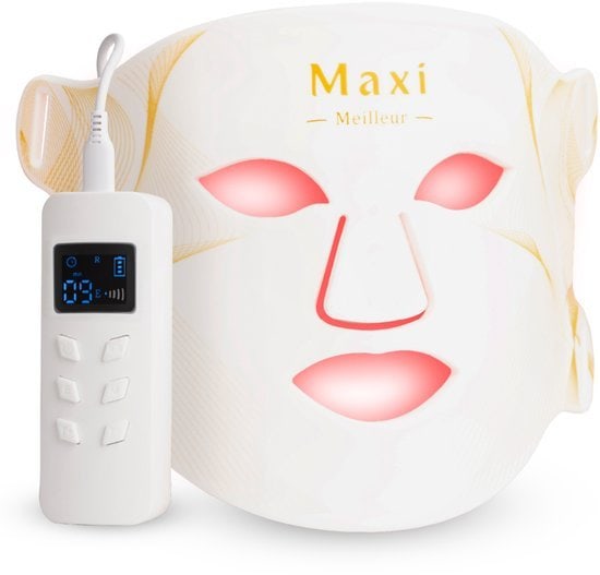 Maxi Meilleur® led masker lichttherapie - Nova series Red Light Therapy - Led Face mask white - huidverjongingsapparaat gezicht - rood licht therapie - infraroodtherapie - collageen masker - LED Gezichtsmasker