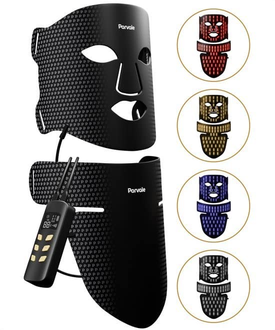 PARVALE® Led Gezichtsmasker - Collageen & Led Masker - Infraroodlamp - Rood Licht Therapie - Infraroodtherapie - Red Light Therapy - Led Face Mask - Ook Voor Nek