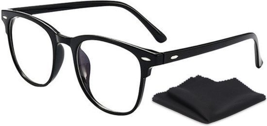 PD® - Blauw Licht Bril - Computerbril - Blue Light Glasses - Blauw Licht Filter Bril - Beeldschermbril - Met Brillendoekje - Unisex - Zwart - Game bril - Bril tegen vermoeide ogen - Bril computer/tv schermen
