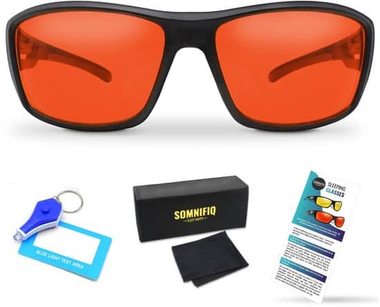 Somnifiq Slaapbril – Blauw Licht Filter Bril met Rode Glazen – Beeldschermbril zonder Sterkte - Blue Light Glasses - Beter Slapen - Computerbril – Wraparound - Blokkeert Blauw Licht tot 98%